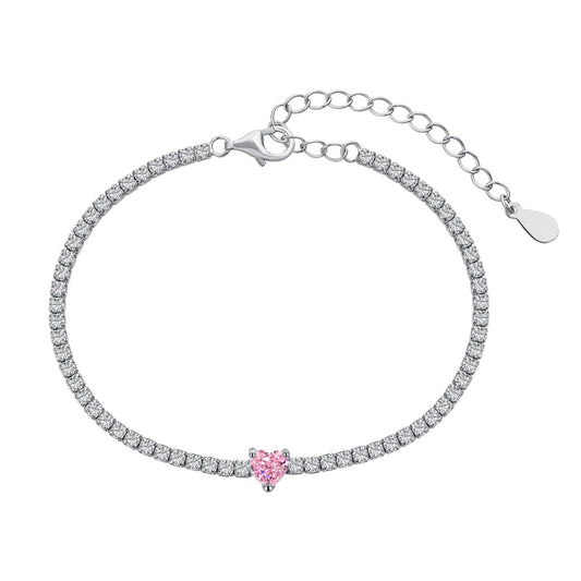 [Lucky Jewelry]0.5 Carat Elegant Romantic Heart Shape Lover Bracelet