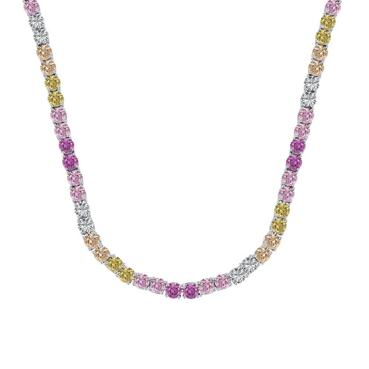 [Lucky Jewelry]Delicate Colorful Tennis Necklace