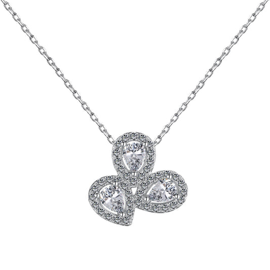 [Lucky Jewelry]Elegant Flower Shape Pear Cut Necklace