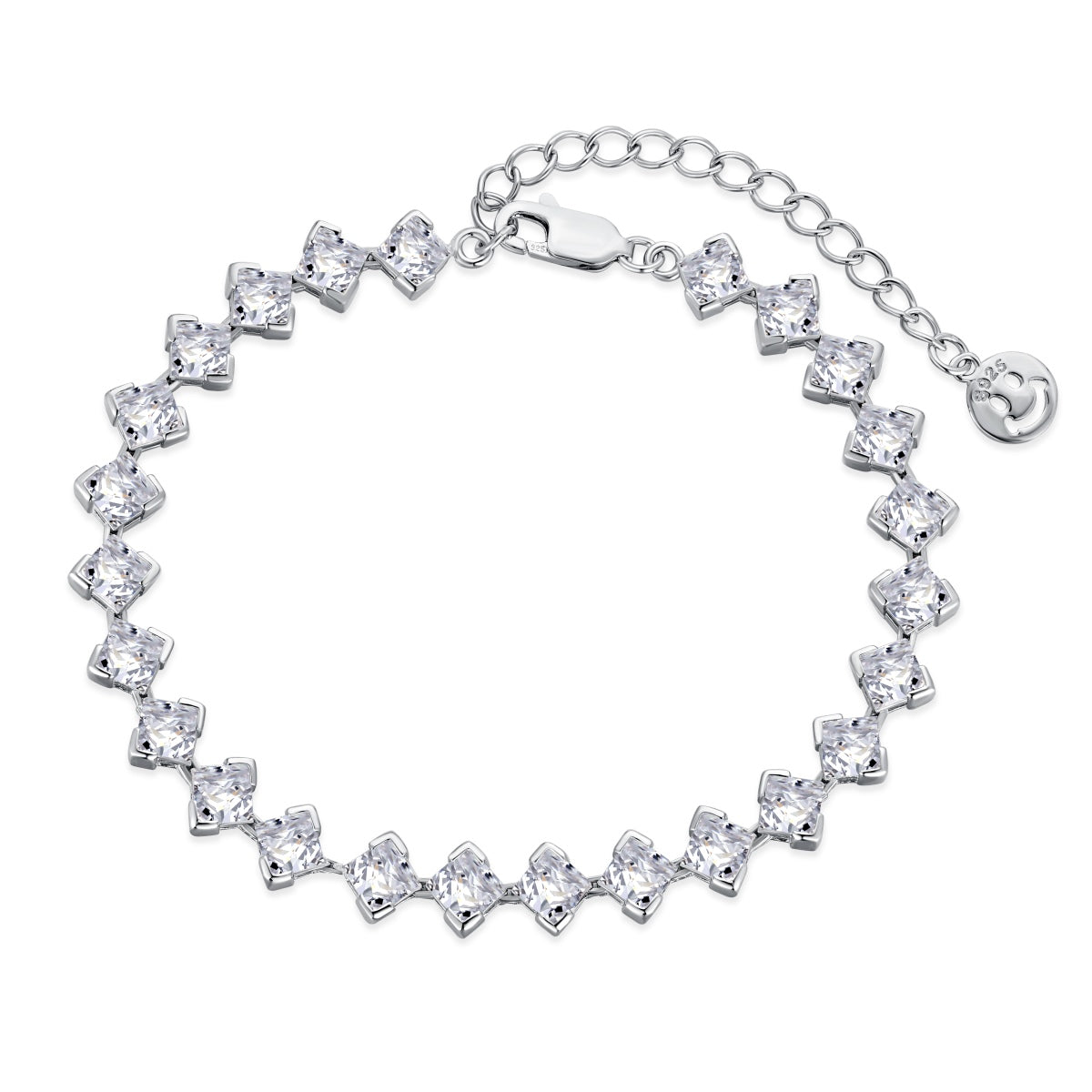 [Lucky Jewelry]0.5 Carat Ornate Princess Cut Daily Bracelet
