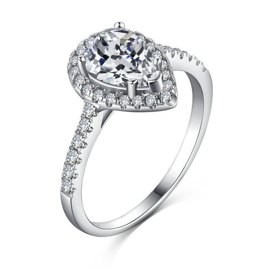 [Lucky Jewelry]1.0 Carat Luxurious Resplendent Water Drop Shape Wedding Ring