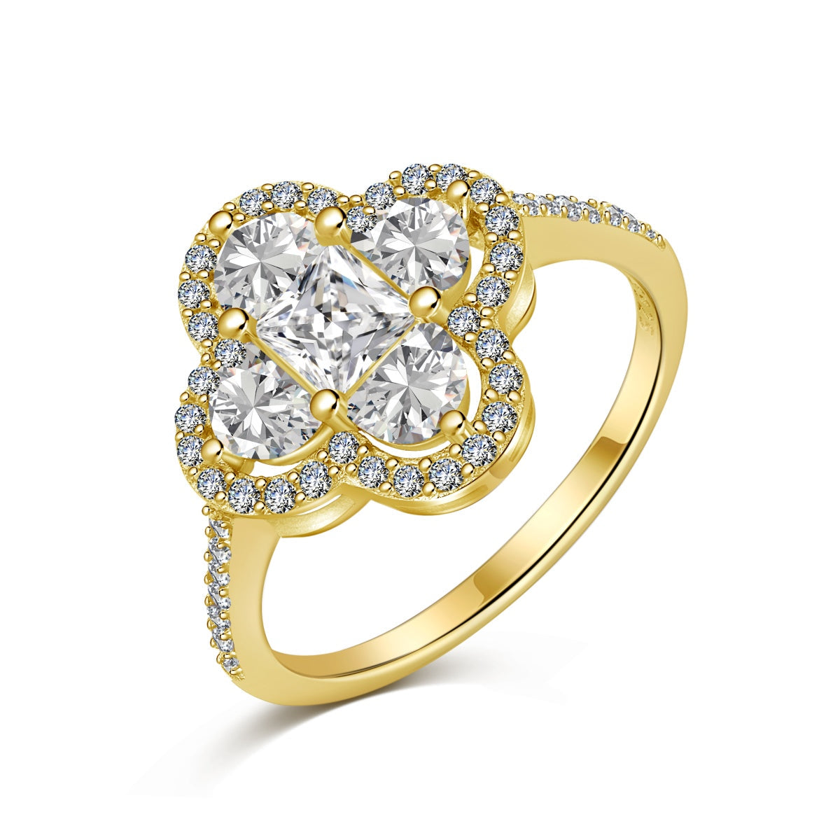 [Lucky Jewelry]Luxurious Eternity Flower Shape Banquet Ring