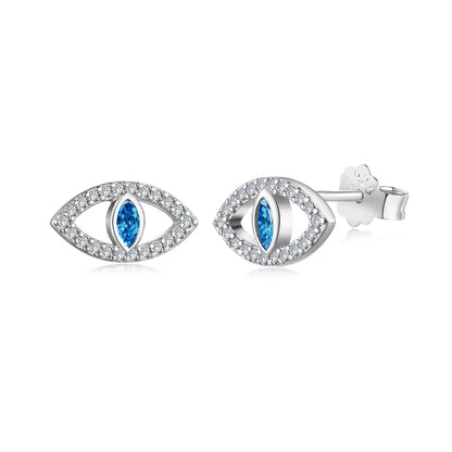[Lucky Jewelry]Blue Devil Eyes Hollow Stud Earrings