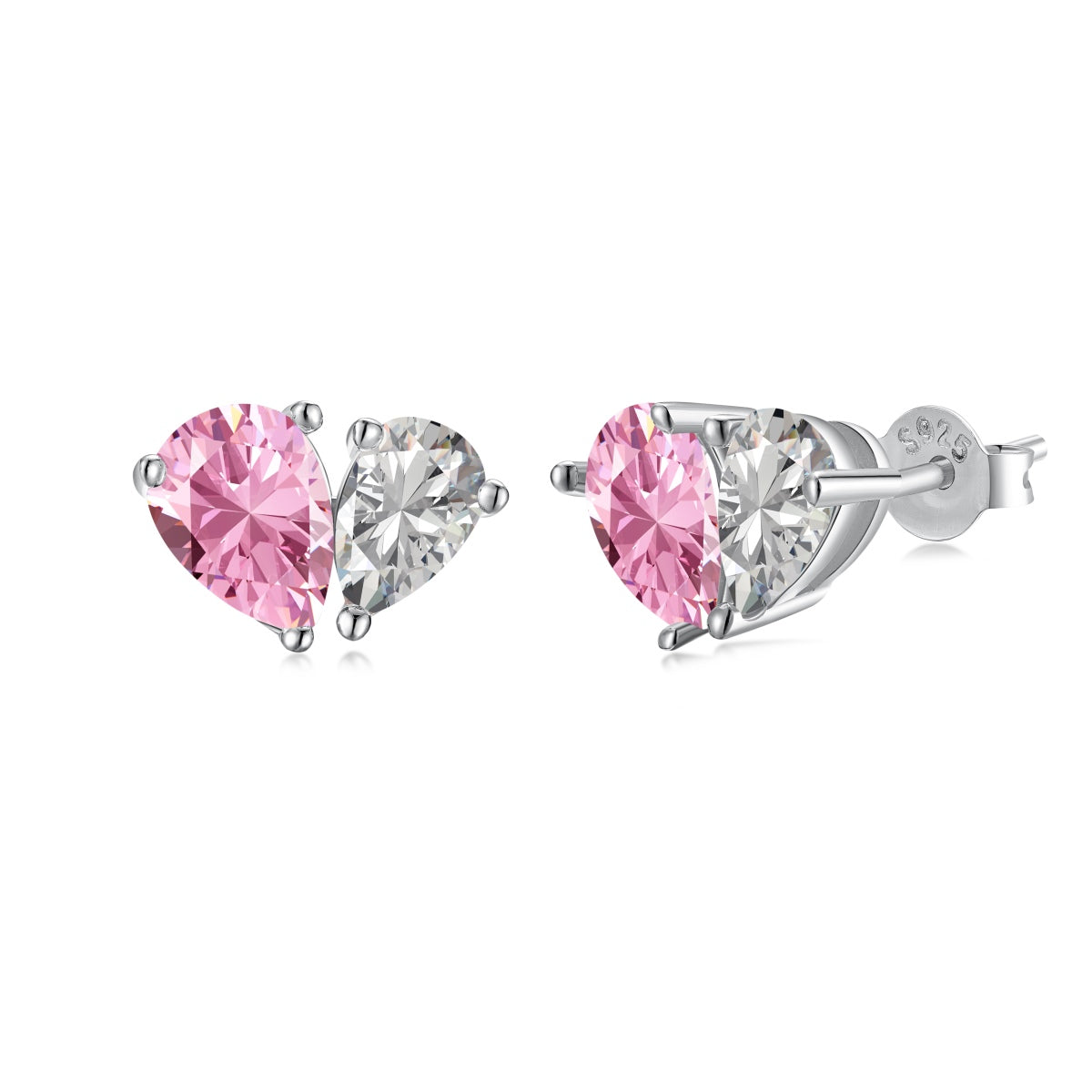 [Lucky Jewelry]Dazzling Elegant Heart Cut Lover Earrings