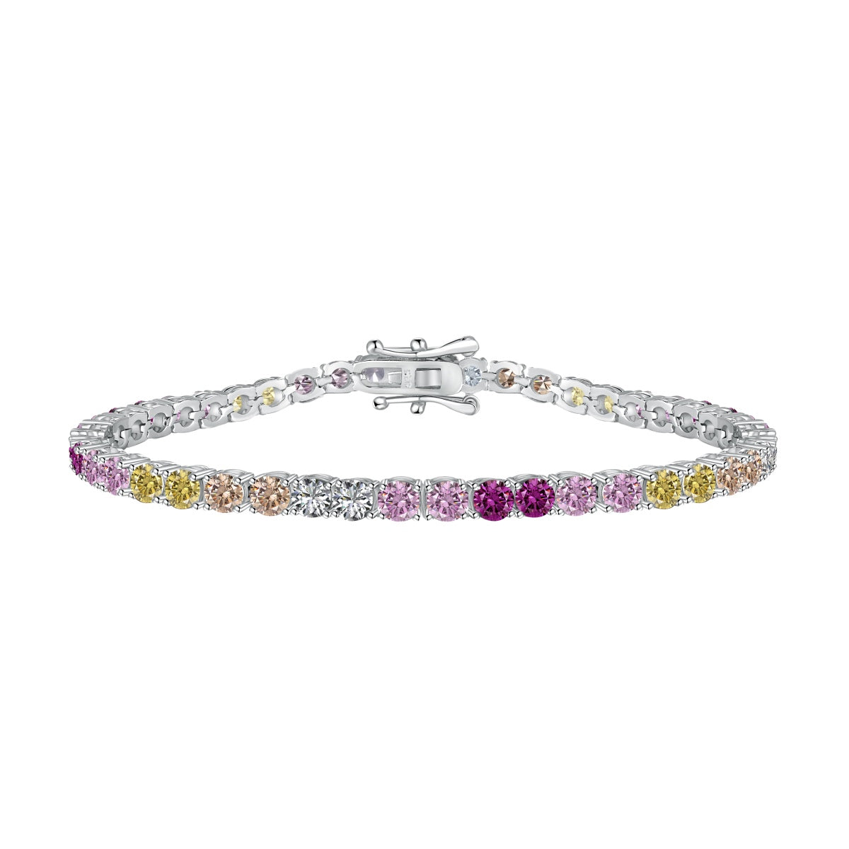 [Lucky Jewelry]Radiant Colorful Round Cut Tennis Bracelet