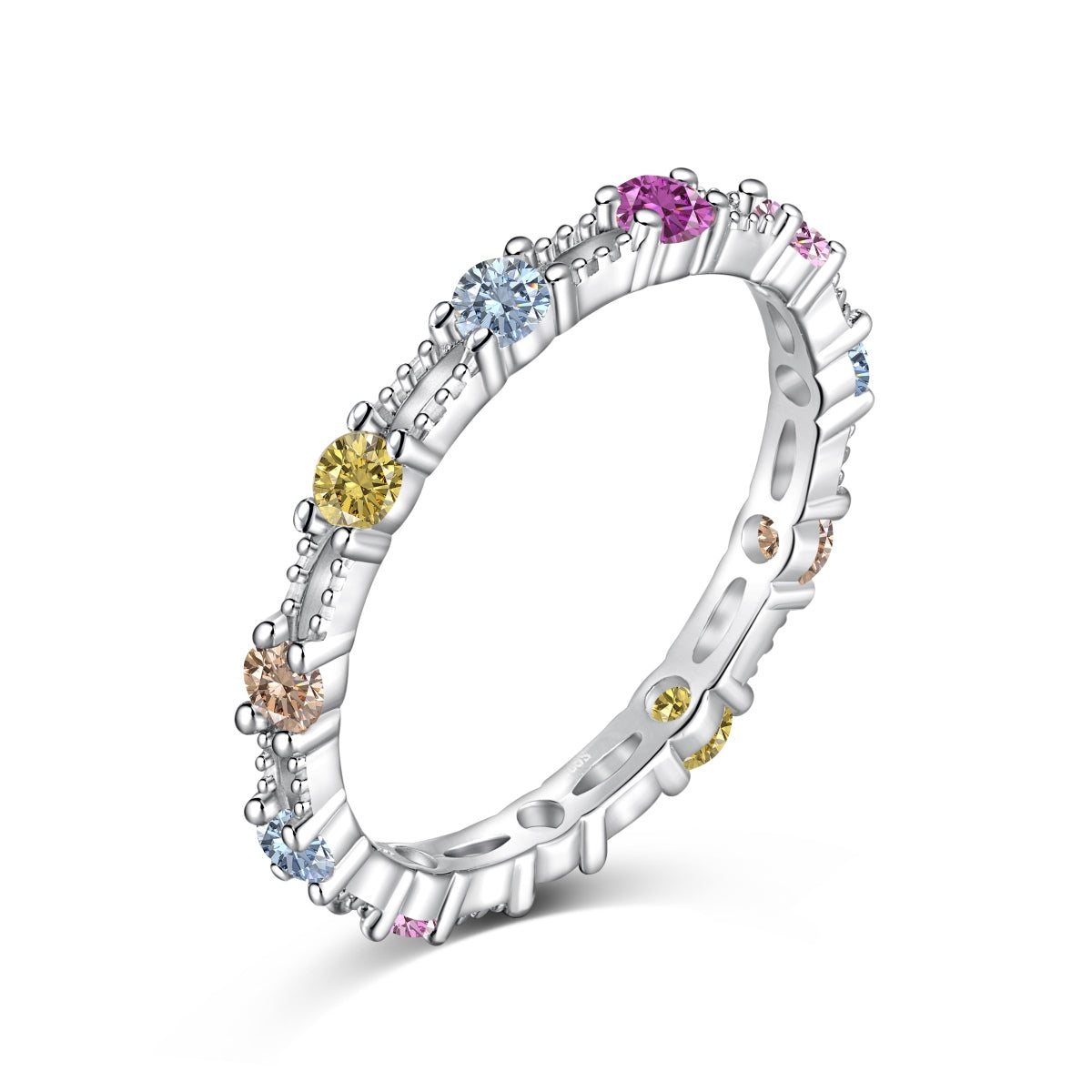 [Lucky Jewelry]Luckyling Colorful Round Cut Tennis Ring