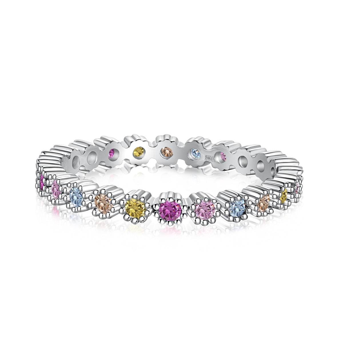 [Lucky Jewelry]Exquisite Colorful Round Cut Party Ring