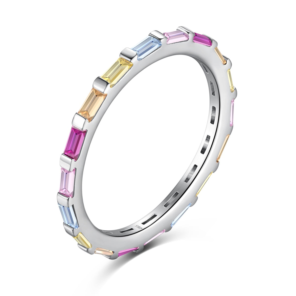 [Lucky Jewelry]Exquisite Multicolored Emerald Cut Daily Ring