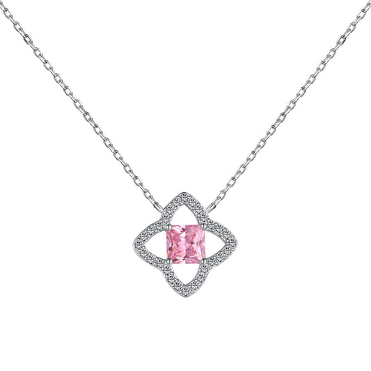 [Lucky Jewelry]Exquisite Flower Shape Princess Cut Necklace