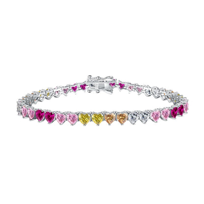 [Lucky Jewelry]Luxurious Colorful Romantic Heart Shape Lover Bracelet