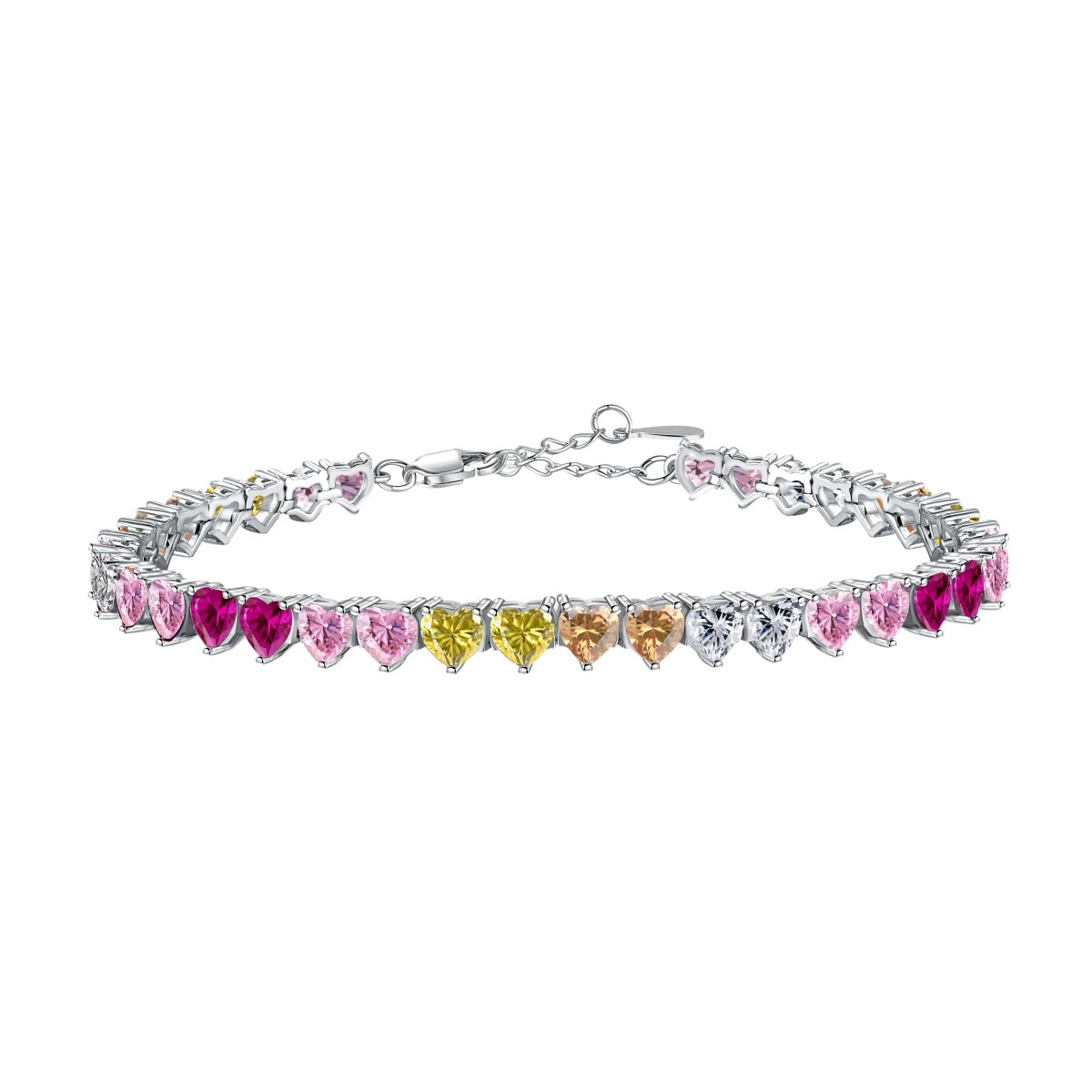 [Lucky Jewelry]Luxurious Colorful Romantic Heart Shape Lover Bracelet