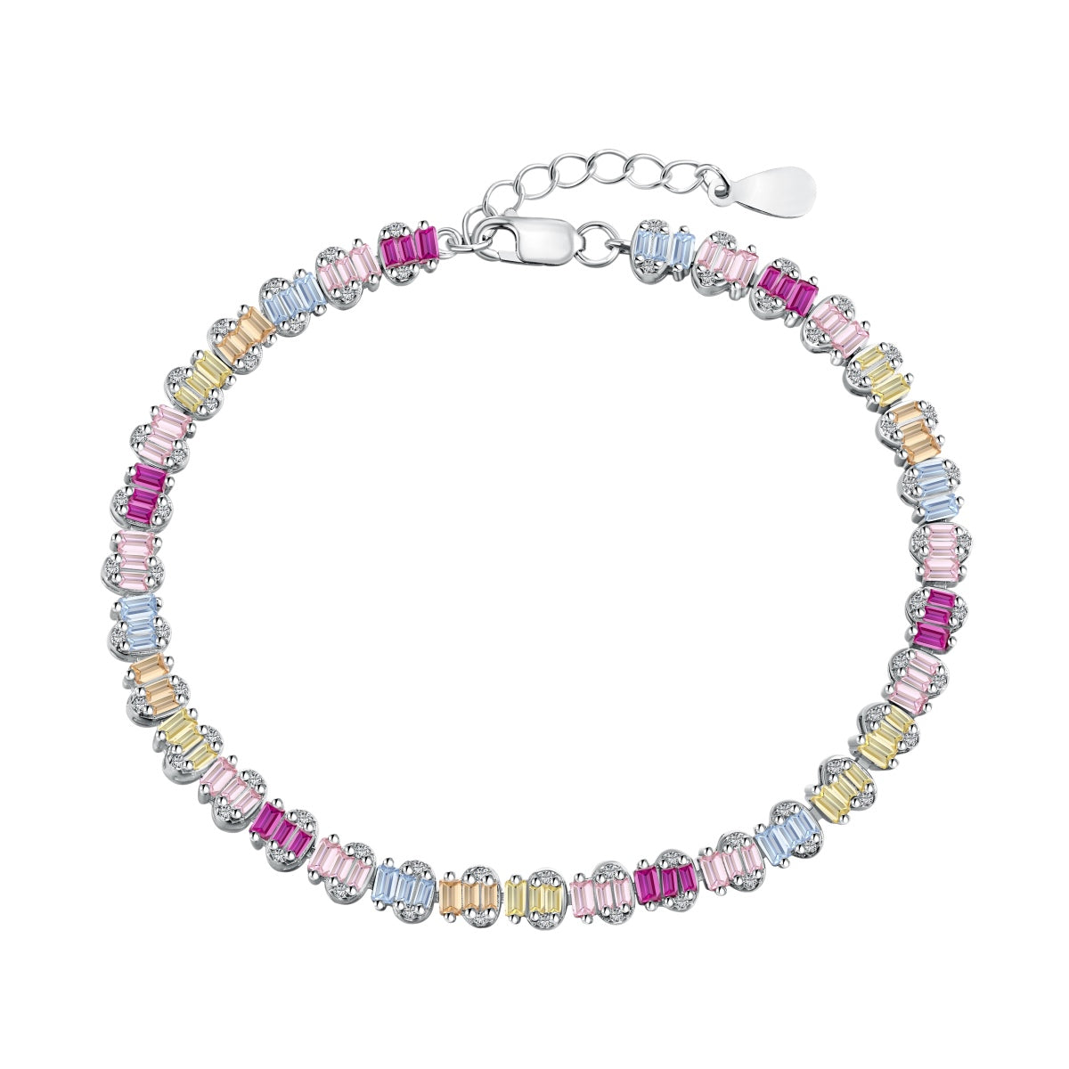 [Lucky Jewelry]Delicate Colorful Emerald Cut Party Bracelet