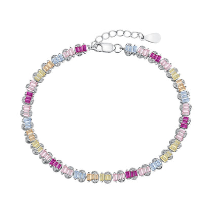 [Lucky Jewelry]Delicate Colorful Emerald Cut Party Bracelet