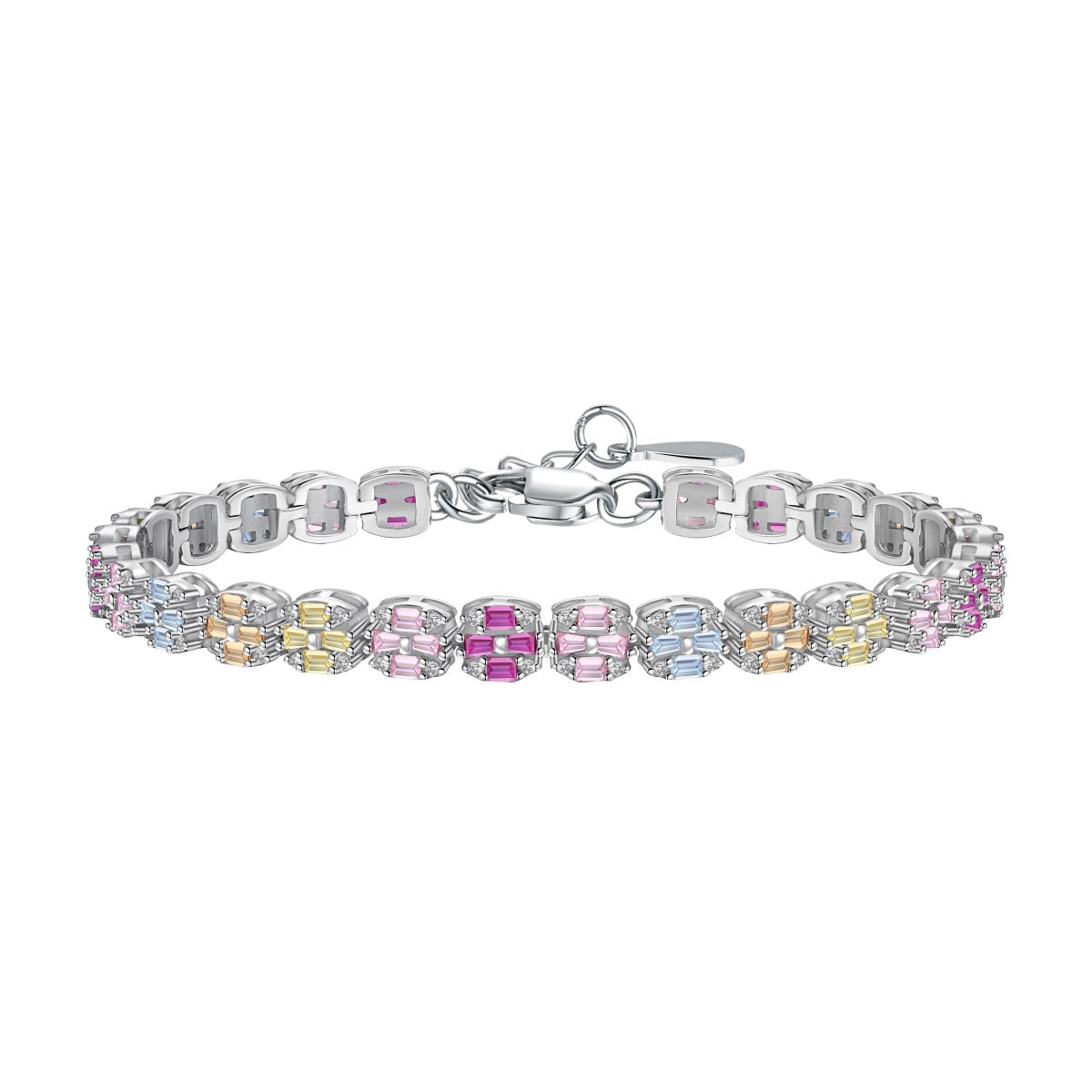[Lucky Jewelry]Delicate Colorful Emerald Cut Daily Bracelet
