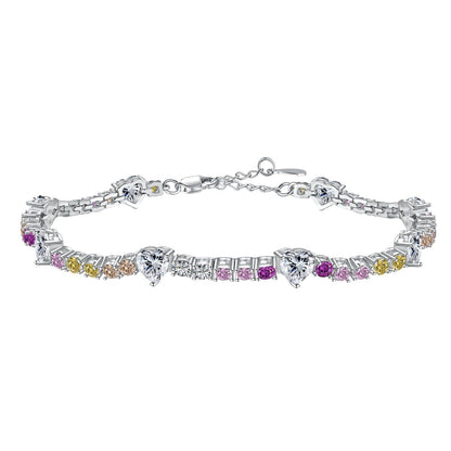 [Lucky Jewelry]Romantic Heart Shape Round Cut Lover Bracelet