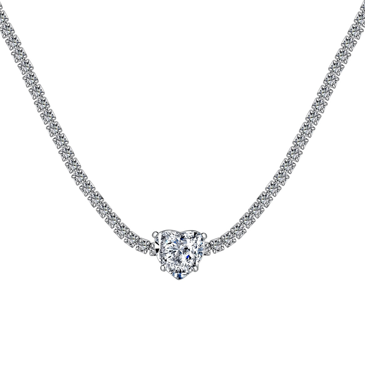 [Lucky Jewelry]2.0 Carat Luckyling Tennis Heart Cut Necklace