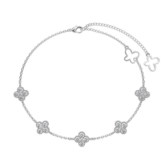 [Lucky Jewelry]Four-Leaf Clover Hollow Butterfly Bracelet