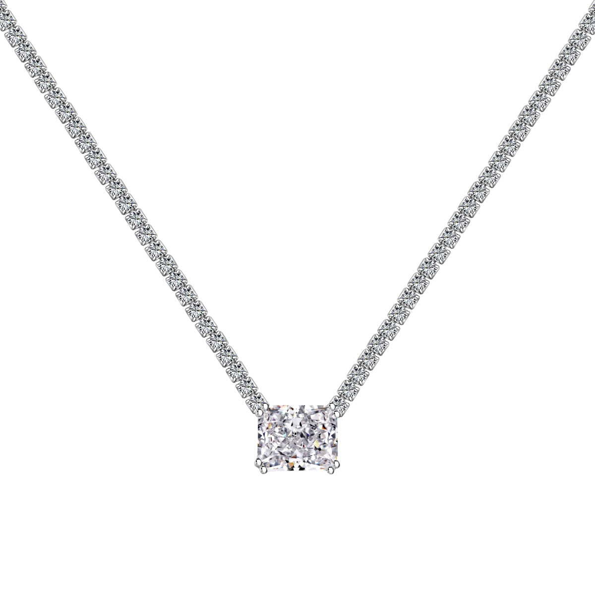 [Lucky Jewelry]4.0 Carat Elegant Radiant Cut Necklace