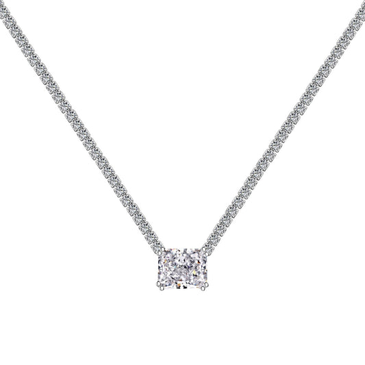 [Lucky Jewelry]4.0 Carat Elegant Radiant Cut Necklace