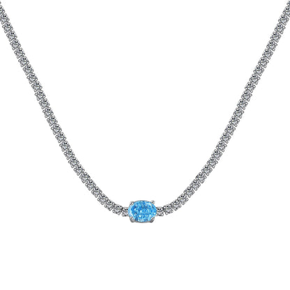 [Lucky Jewelry]1.0 Carat Shining Oval Cut Necklace