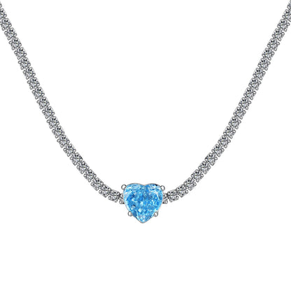 [Lucky Jewelry]2.0 Carat Luckyling Tennis Heart Cut Necklace