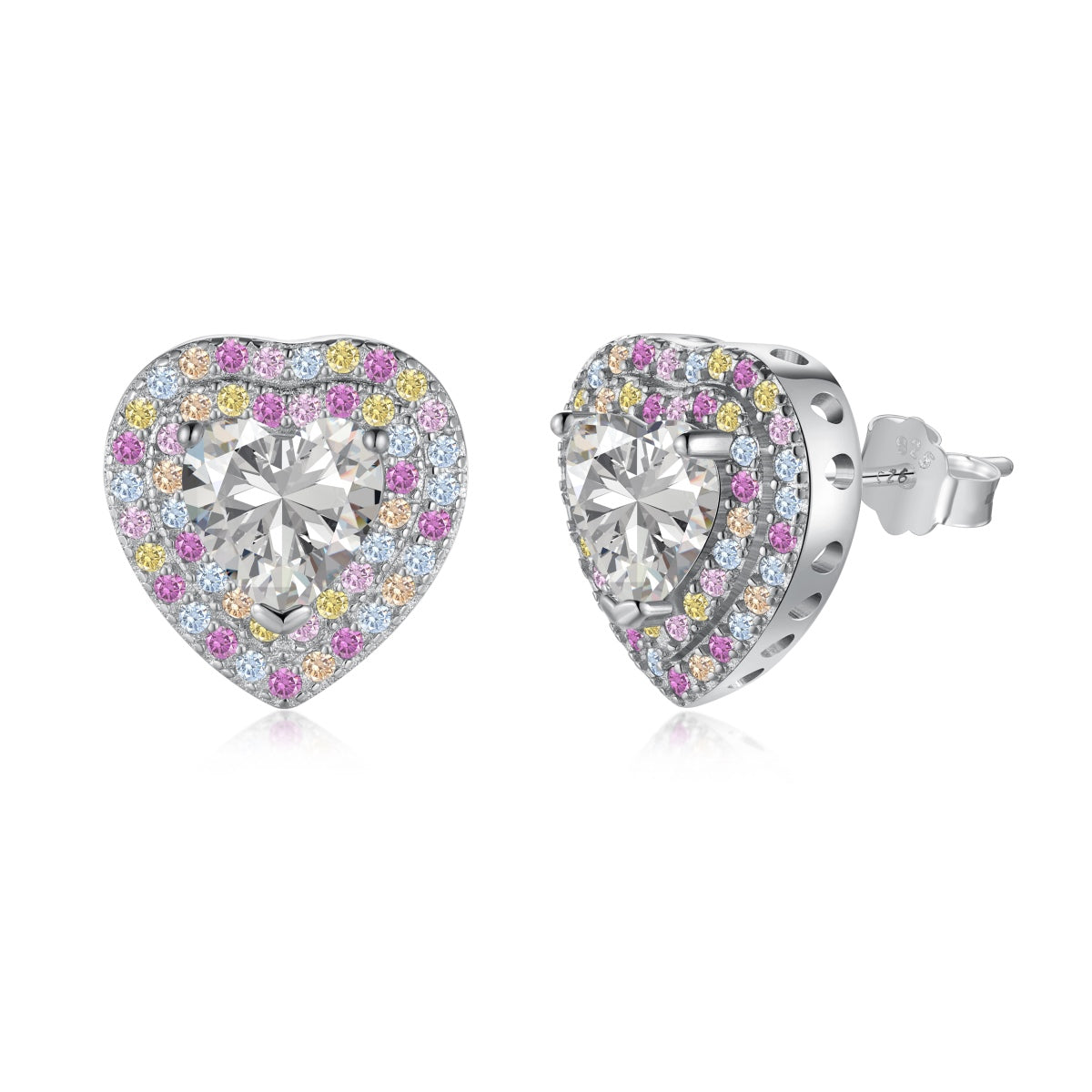 [Lucky Jewelry]Dazzling Heart Shape Lover Earrings