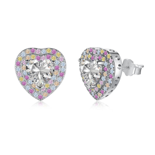 [Lucky Jewelry]Dazzling Heart Shape Lover Earrings