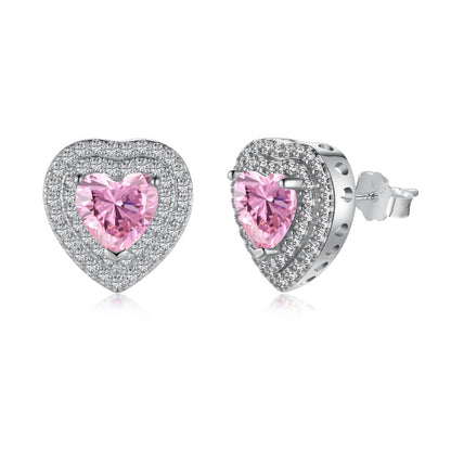 [Lucky Jewelry]Dazzling Heart Shape Lover Earrings