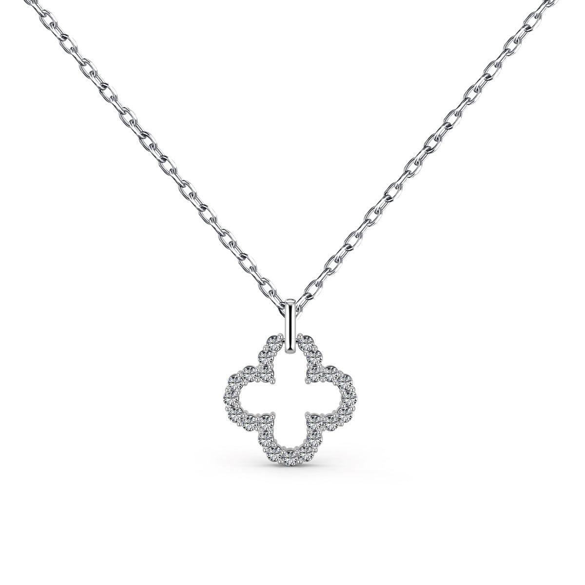 [Lucky Jewelry]Four-Leaf Clover Hollow Design Exquisite Necklace
