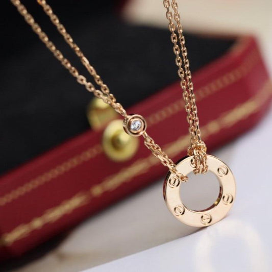 [⭐Seralia]LOVE NECKLACE ADJUSTABLE ROSE GOLD 2 DIAMOND