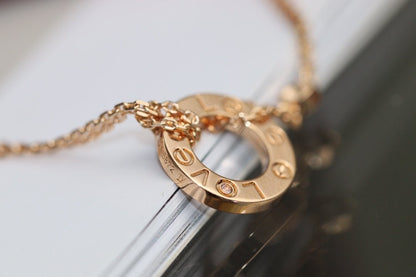 [⭐Seralia]LOVE NECKLACE ADJUSTABLE ROSE GOLD 2 DIAMOND