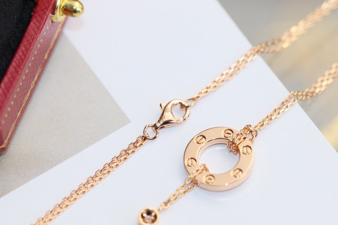[⭐Seralia]LOVE NECKLACE ADJUSTABLE ROSE GOLD 2 DIAMOND