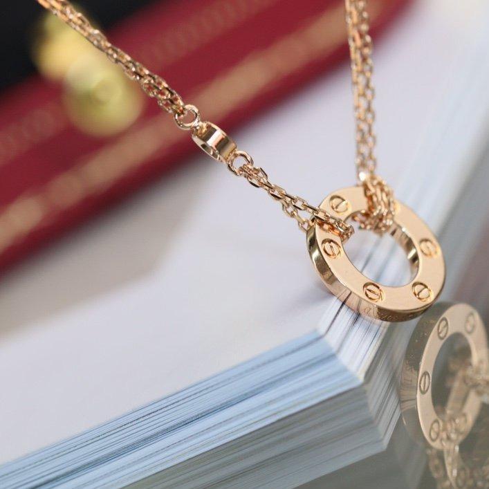 [⭐Seralia]LOVE NECKLACE ADJUSTABLE ROSE GOLD 2 DIAMOND
