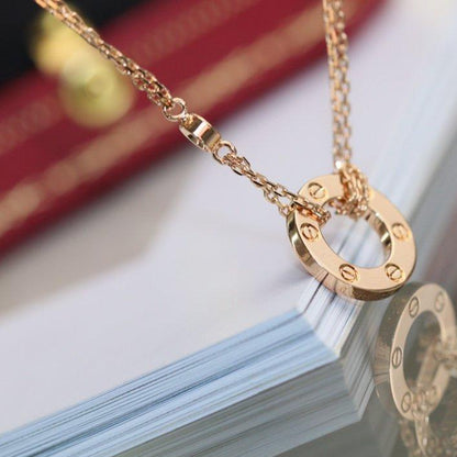 [⭐Seralia]LOVE NECKLACE ADJUSTABLE ROSE GOLD 2 DIAMOND