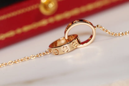 [⭐Seralia]LOVE NECKLACE PINK GOLD AND SILVER