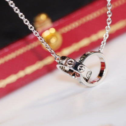 [⭐Seralia]LOVE NECKLACE PINK GOLD AND SILVER
