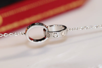 [⭐Seralia]LOVE NECKLACE PINK GOLD AND SILVER