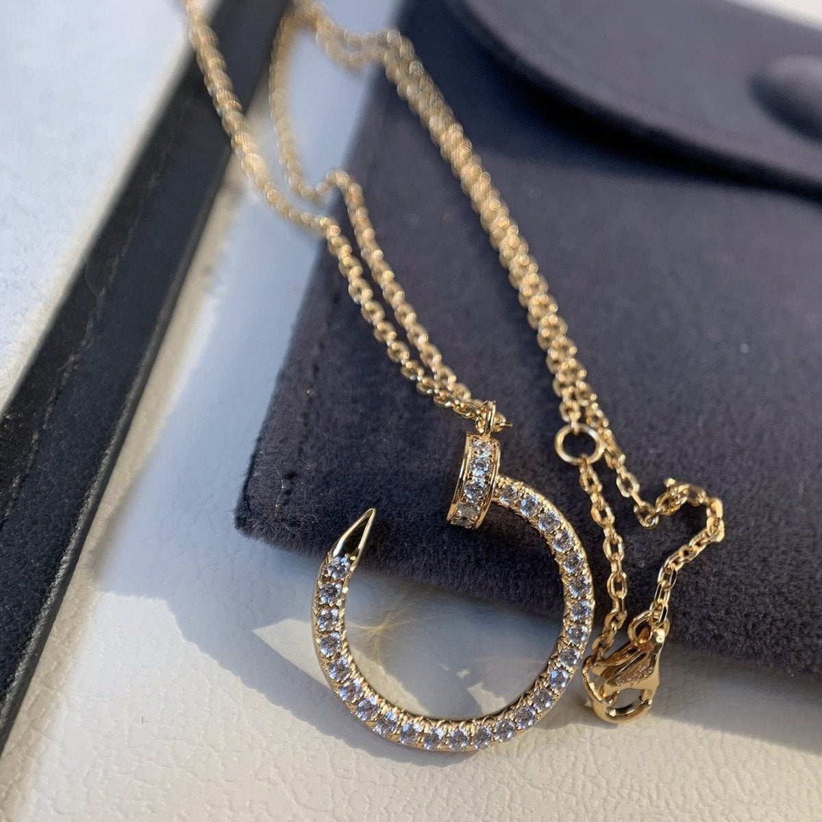 [⭐Seralia]JUSTE NECKLACE PINK GOLD DIAMONDS