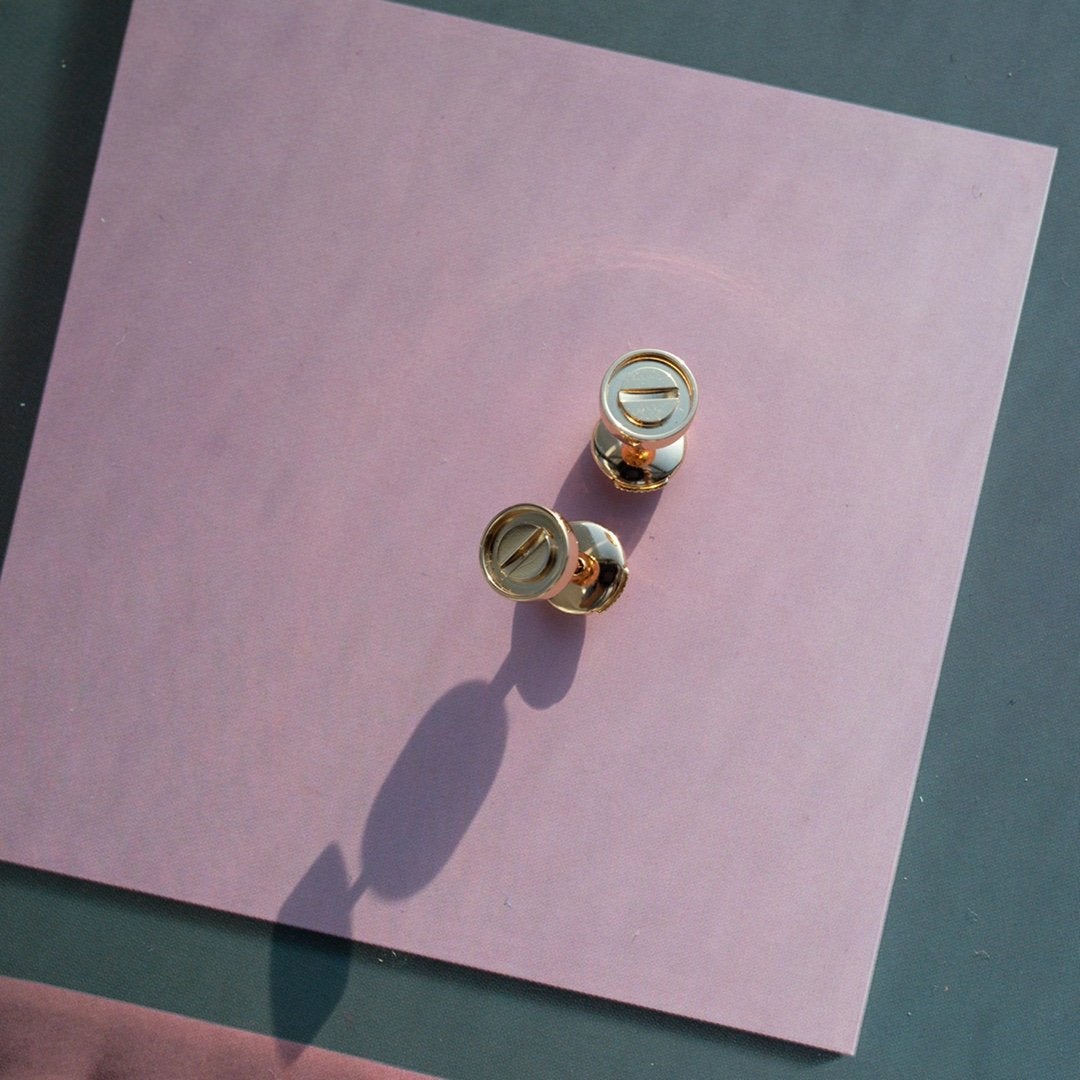 [⭐Seralia]LOVE EARRINGS PINK GOLD 10MM
