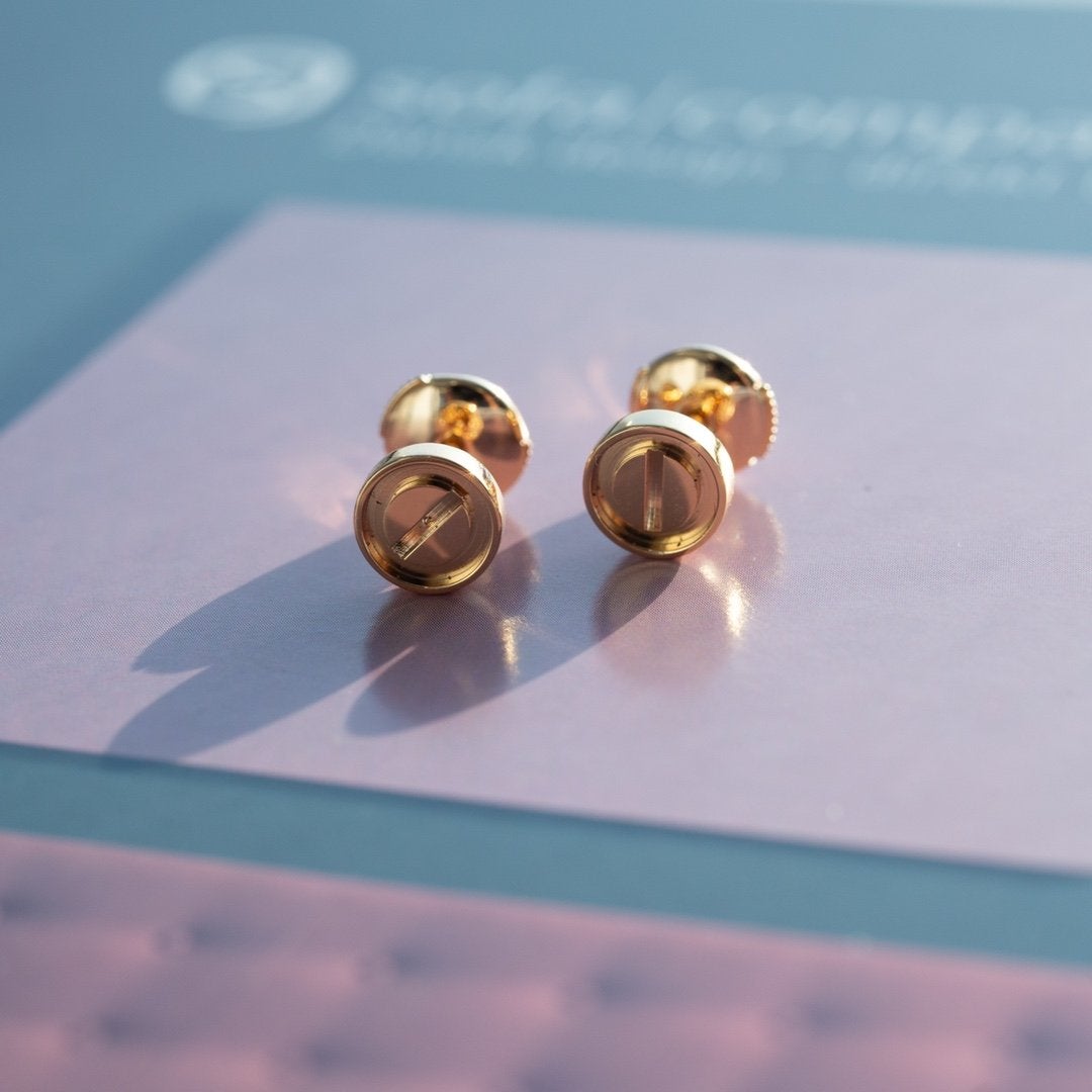 [⭐Seralia]LOVE EARRINGS PINK GOLD 10MM