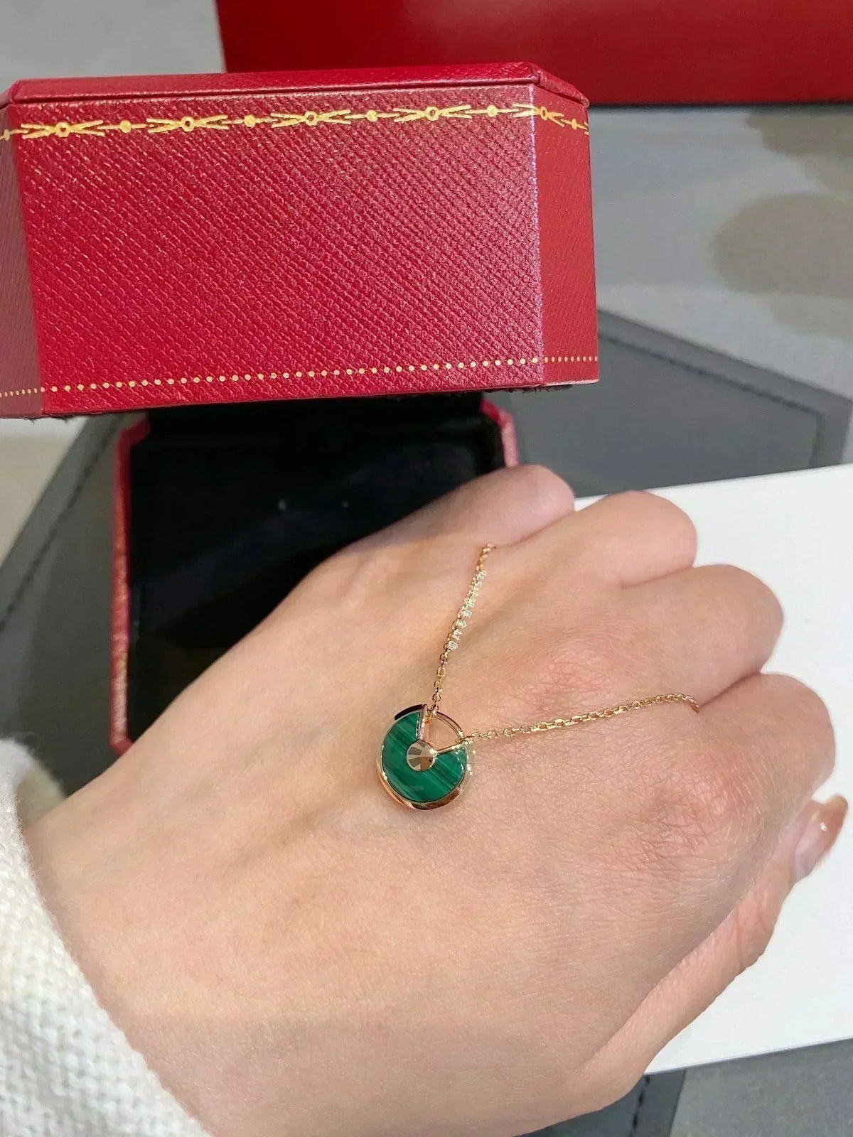 [⭐Seralia]AMULETTE ROSE GOLD MALACHITE NECKLACE