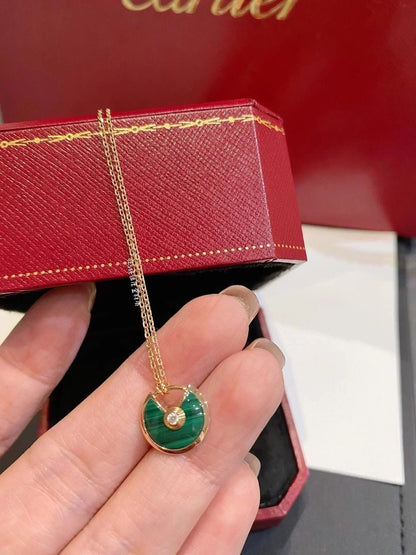 [⭐Seralia]AMULETTE ROSE GOLD MALACHITE NECKLACE