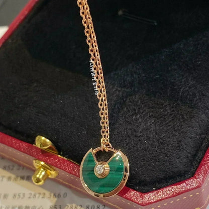 [⭐Seralia]AMULETTE ROSE GOLD MALACHITE NECKLACE