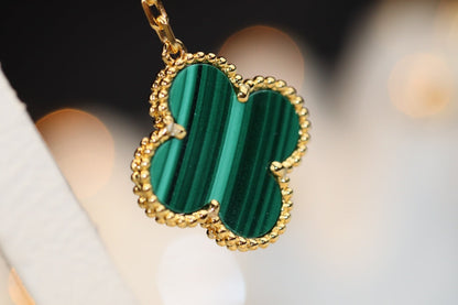 [⭐Seralia]CLOVER EARRINGS GOLD MALACHITE DIAMOND 3 MOTIF