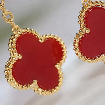 [⭐Seralia]CLOVER  2 MOTIF  TIGER EYE CARNELIAN EARRINGS