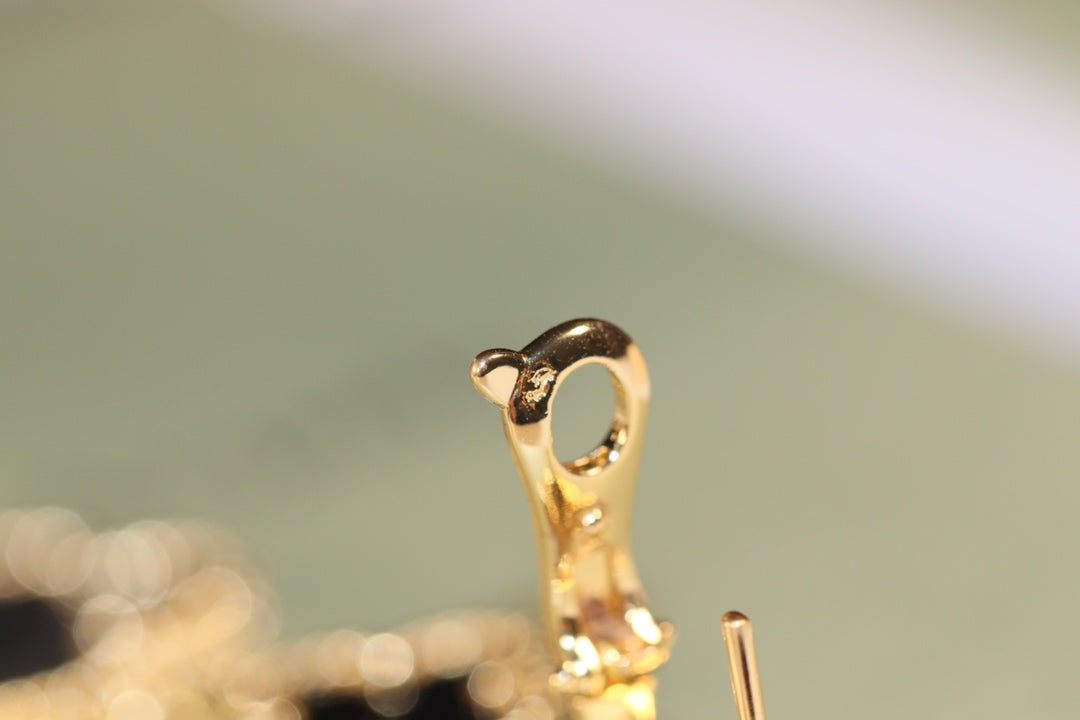 [⭐Seralia]CLOVER EARRINGS GOLD ONYX MOP 3 MOTIF