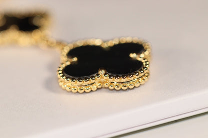 [⭐Seralia]CLOVER EARRINGS GOLD ONYX MOP 3 MOTIF