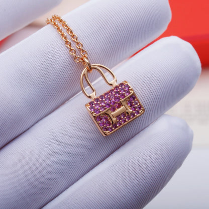 [⭐Seralia]CONSTANCE PEDANT PURPLE DIAMOND NECKLACE