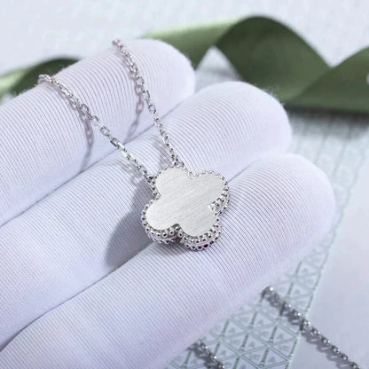 [⭐Seralia]CLOVER  15MM DIAMOND LASER NECKLACE SILVER