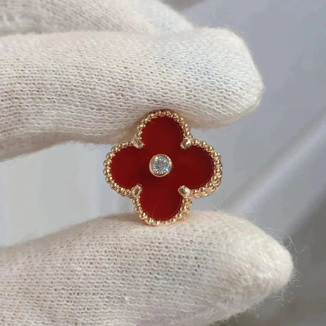 [⭐Seralia]CLOVER MEDIUM 1 MOTIFS CARNELIAN  DIAMOND earrings